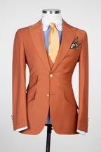 Terracotta 3 Piece Peaked Lapel Men Suits