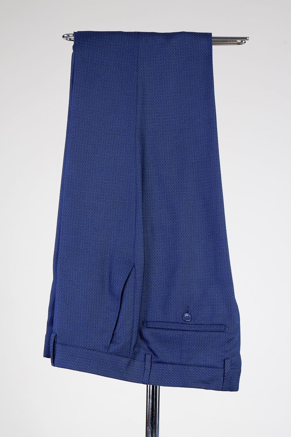 Dark Blue Dot Peaked Lapel Double Breasted Men Suits