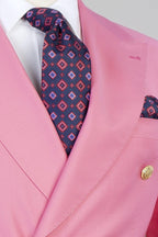 Fashion Pink Peaked Lapel Double Breasted Men Suits