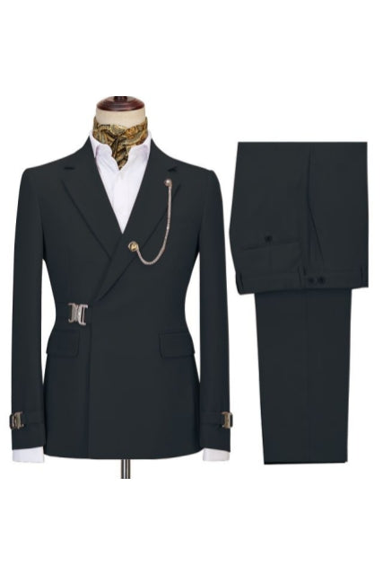 Fashion Black Notched Lapel Men Suits With Buckle Button Secondary image