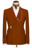 Burnt Orange Notched Lapel Men Suits With Buckle Button