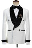 Bespoke White Jacquard Double Breasted Shawl Lapel Men Suits