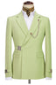 Lime Green Notched Lapel Buckle Button Men Suits