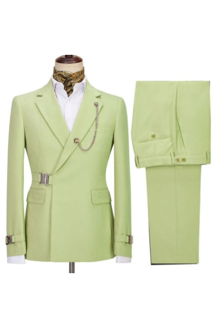 Lime Green Notched Lapel Buckle Button Men Suits Secondary image