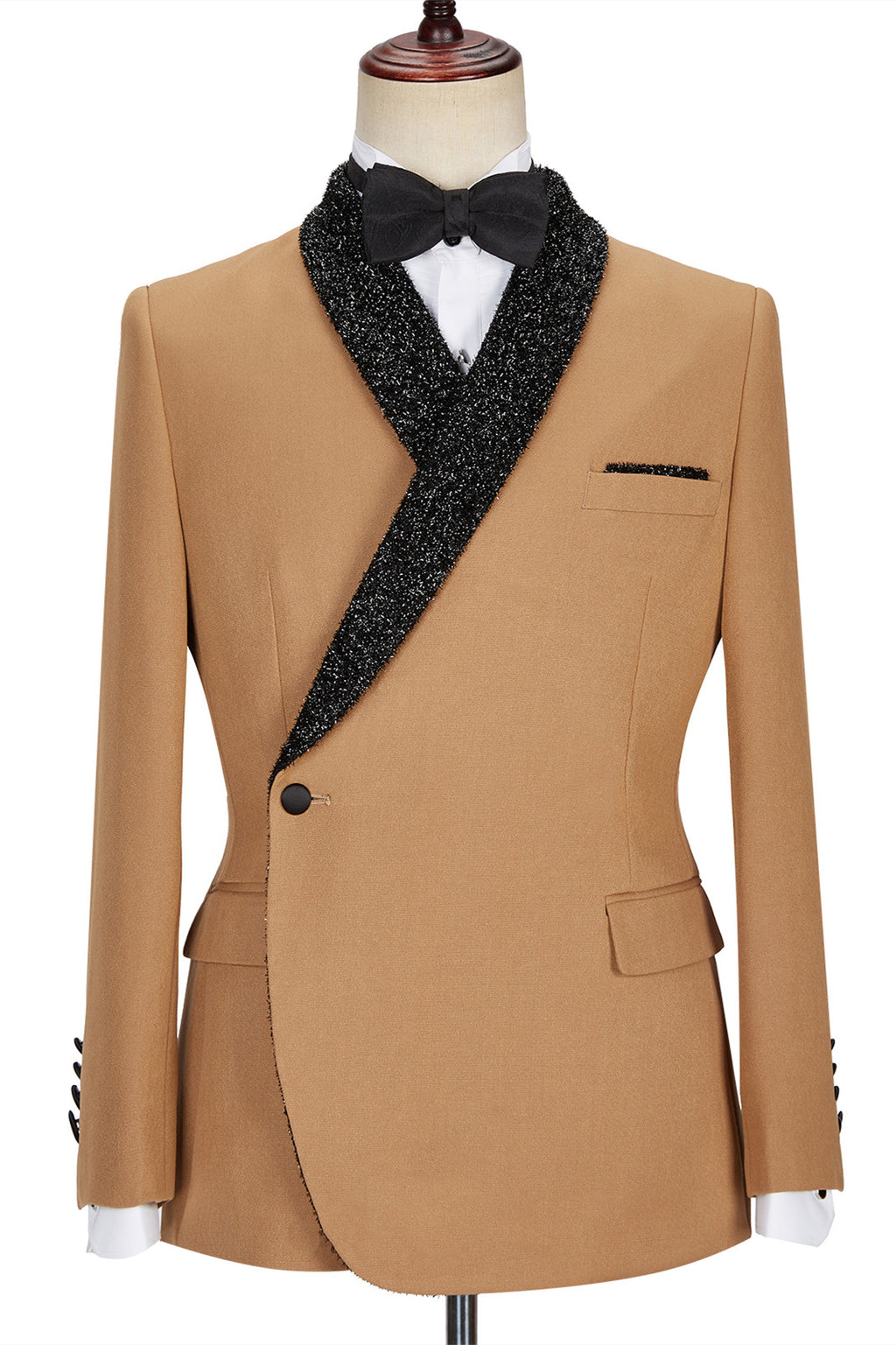 Camel Sparkle Shawl Lapel One Button Men Suits