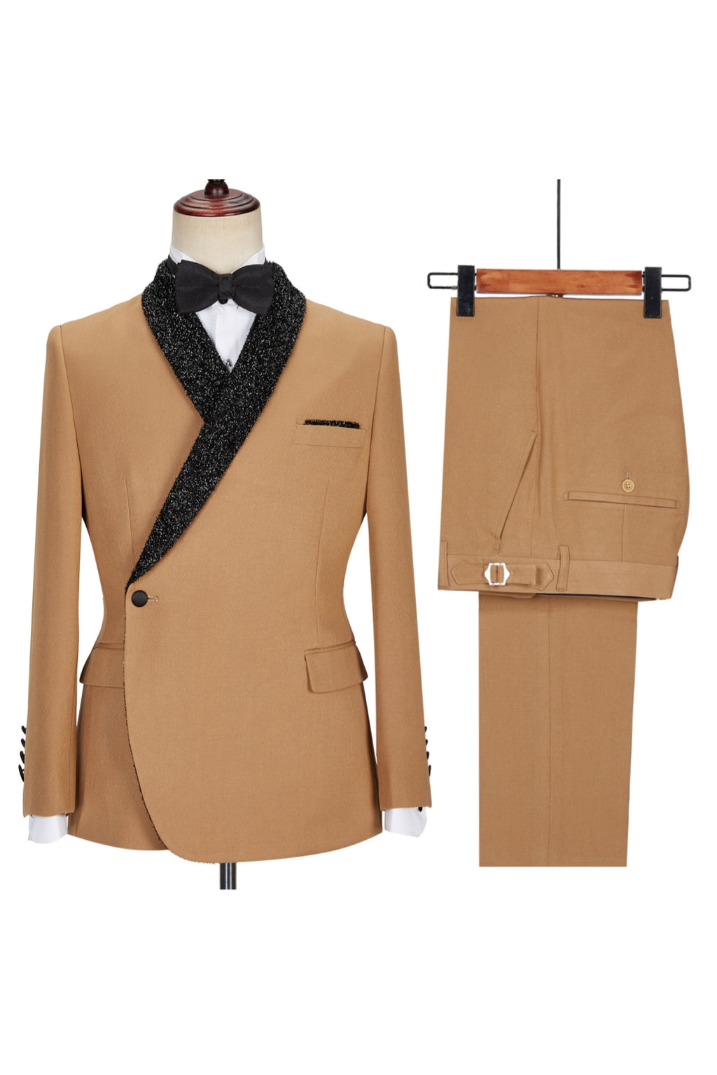 Camel Sparkle Shawl Lapel One Button Men Suits