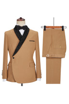 Camel Sparkle Shawl Lapel One Button Men Suits