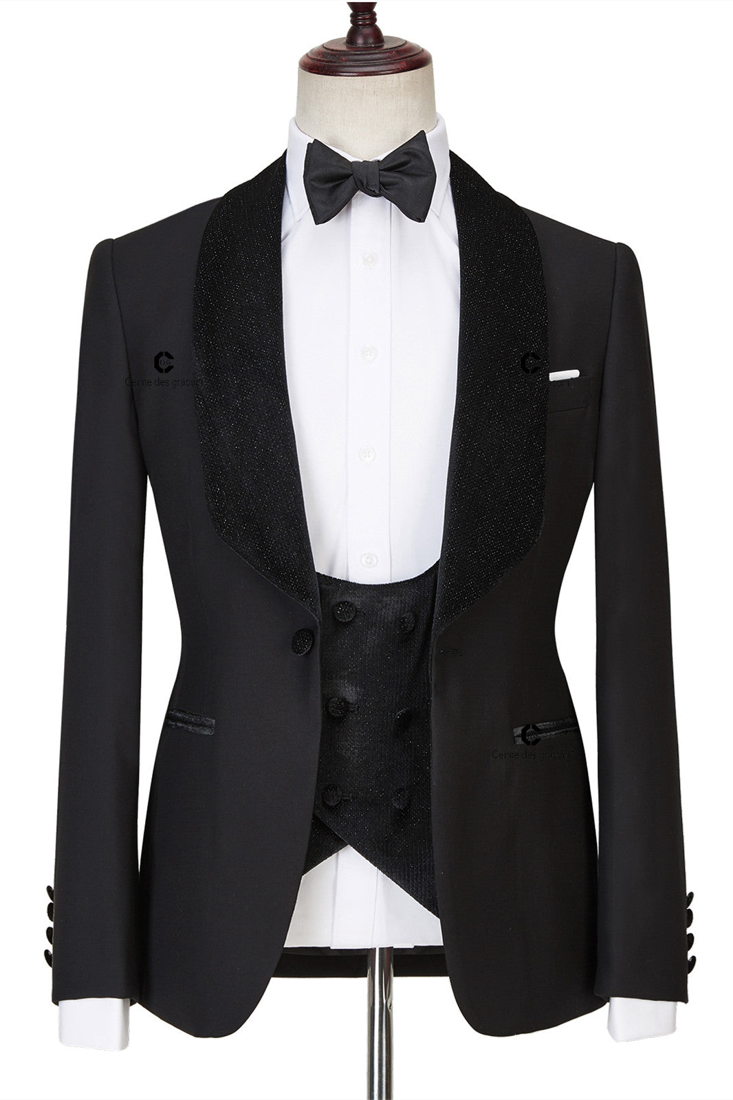 Black 3 Piece Sparkle Shawl Lapel Men Suits Main image