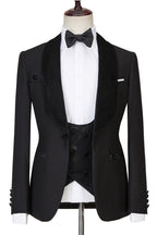 Black 3 Piece Sparkle Shawl Lapel Men Suits