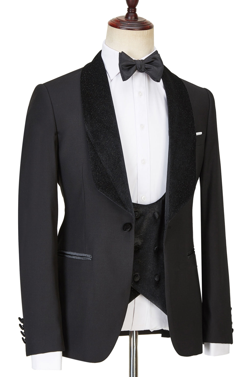 Black 3 Piece Sparkle Shawl Lapel Men Suits