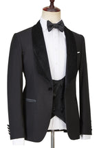 Black 3 Piece Sparkle Shawl Lapel Men Suits