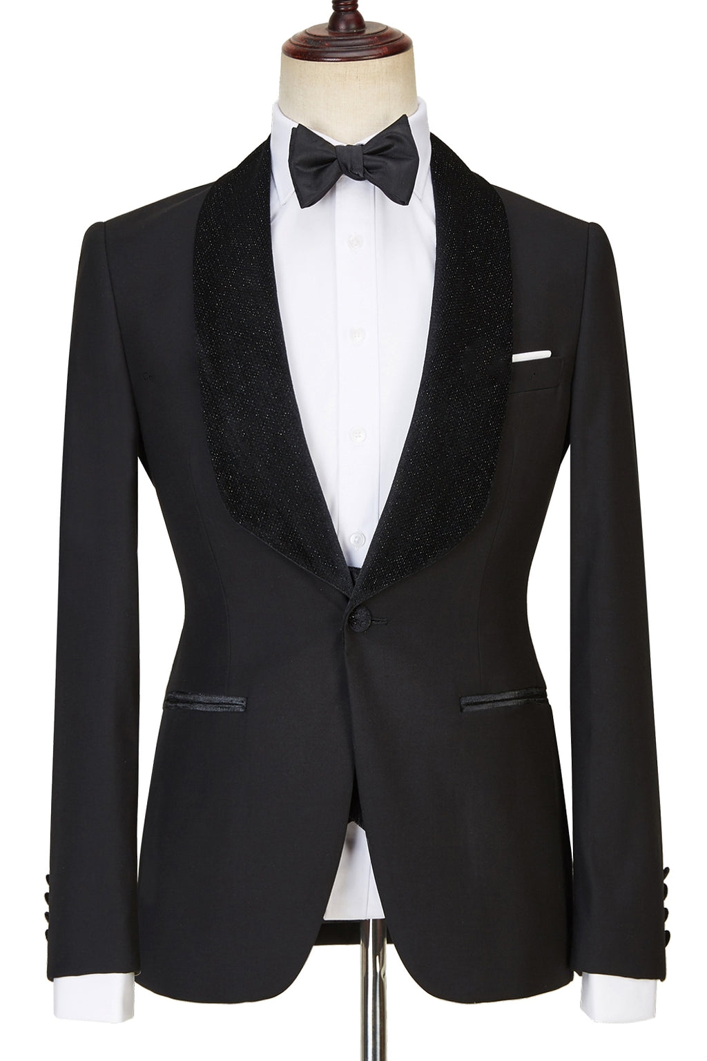 Black 3 Piece Sparkle Shawl Lapel Men Suits