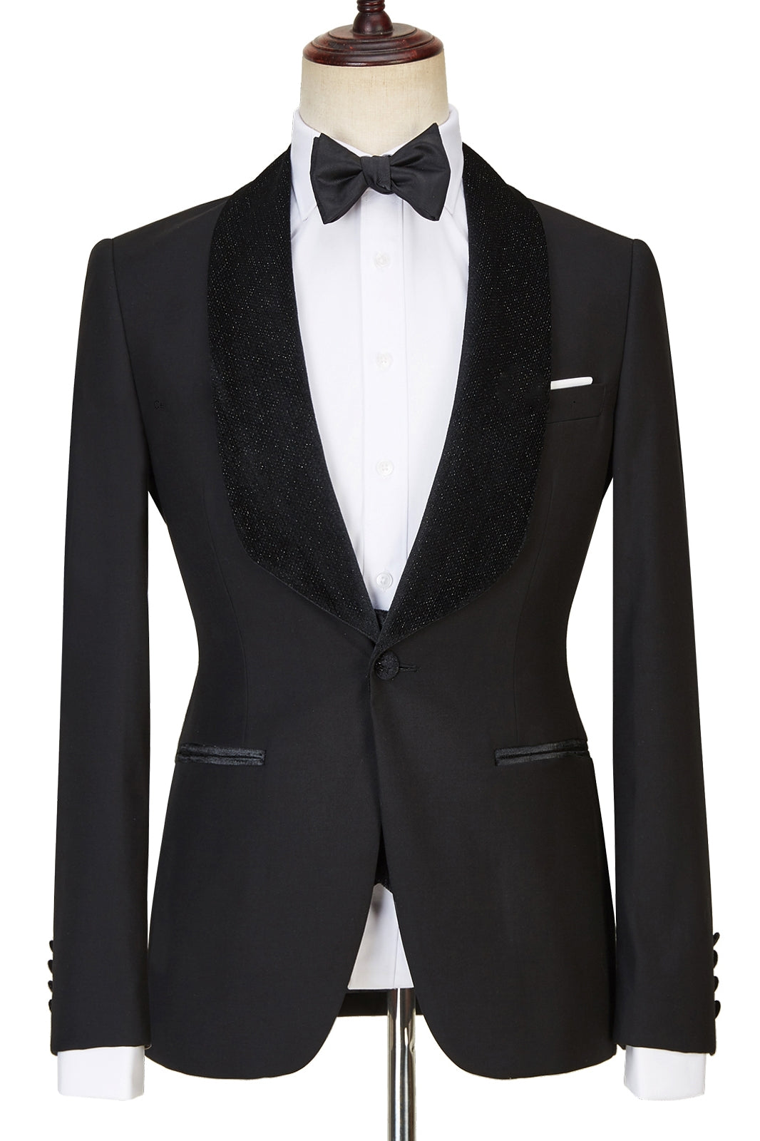 Black 3 Piece Sparkle Shawl Lapel Men Suits