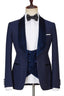 Navy Blue 3 Piece Sparkle Shawl Lapel Men Suits