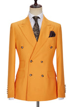 Charming Orange Peaked Lapel Double Breasted Men Suits