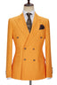 Charming Orange Peaked Lapel Double Breasted Men Suits