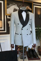 Light Gray Shawl Lapel Double Breasted Men Suits