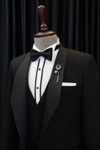 Black Newest One Button Shawl Lapel 3 Piece Men Suits
