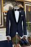 Dark Blue One Button 3 Piece Sparkle Shawl Lapel Suits For Men