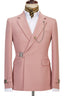 Pink Stylish Notched Lapel Men Suits With Buckle Button