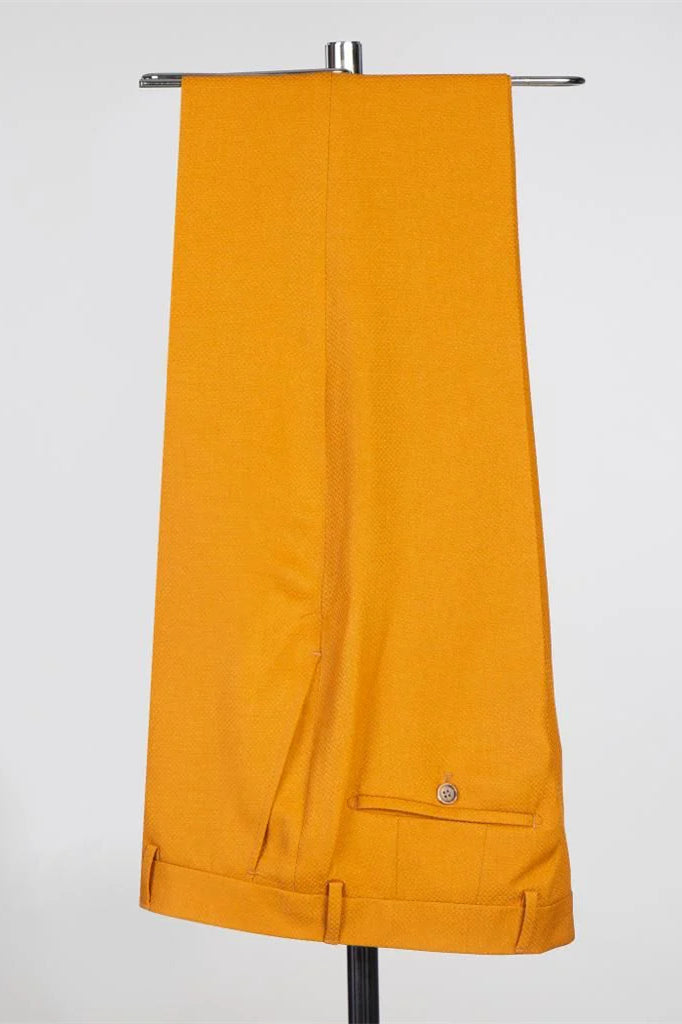 Orange Two Layer Satin Lapel Double Breasted Men Suits