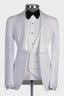 White 3 Piece Satin Shawl Lapel Suits For Men