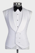 White 3 Piece Satin Shawl Lapel Suits For Men