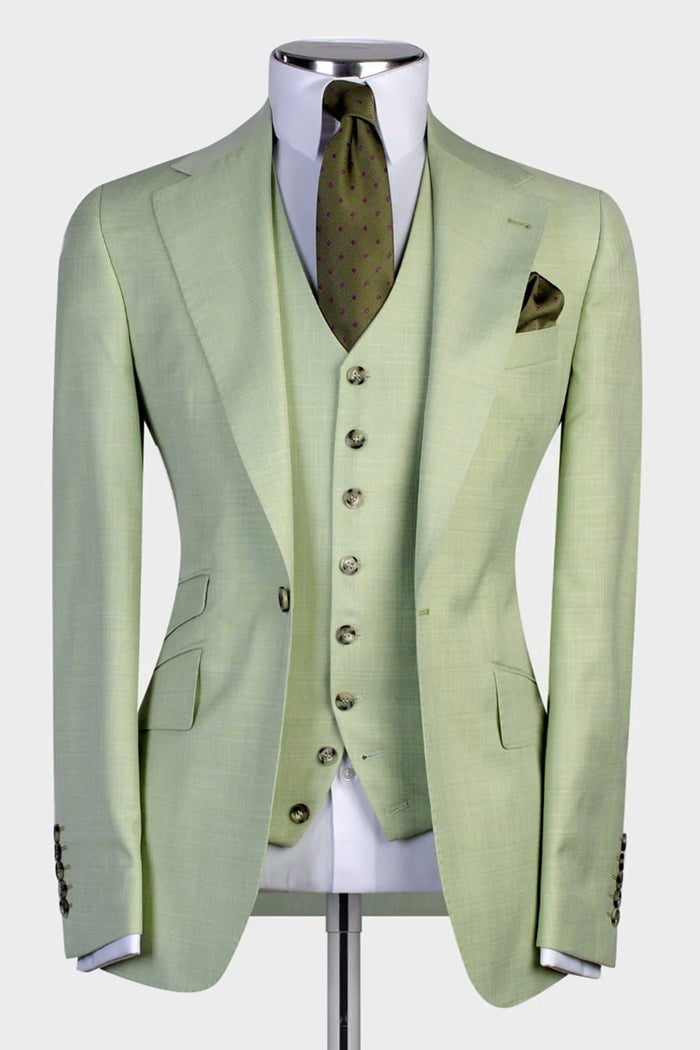 Light Green Notched Lapel Three Pieces Men Suits Main image