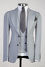 Stylish Gray Peaked Lapel Three Pieces Suits For Men