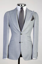 Stylish Gray Peaked Lapel Three Pieces Suits For Men