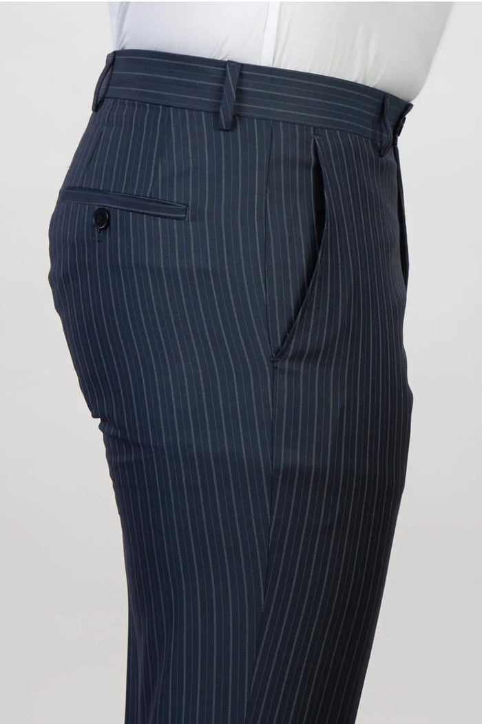 Best Fitted Navy Striped Shawl Lapel Double Breasted Men Suits