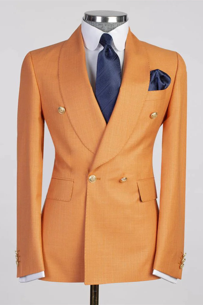 Charming Orange Shawl Lapel Double Breasted Men Suits Main image
