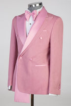 Pink Best Fitted Peaked Lapel Double Breasted Men Suits