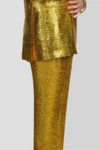 Gold Sequins Peaked Lapel Double Breasted Suits For Men