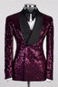 Grape Sequins Shawl Lapel Double Breasted Suits For Men