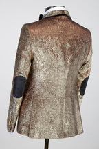Bronze Gold Jacquard Shawl Lapel Double Breasted Men Suits