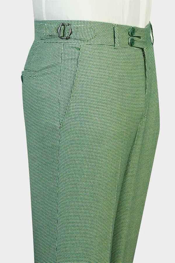 Fashion Green Plaid Shawl Lapel Double Breasted Suits For Men