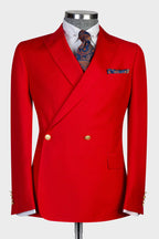 Chic Red Peaked Lapel Double Breasted Men Suits