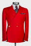 Chic Red Peaked Lapel Double Breasted Men Suits