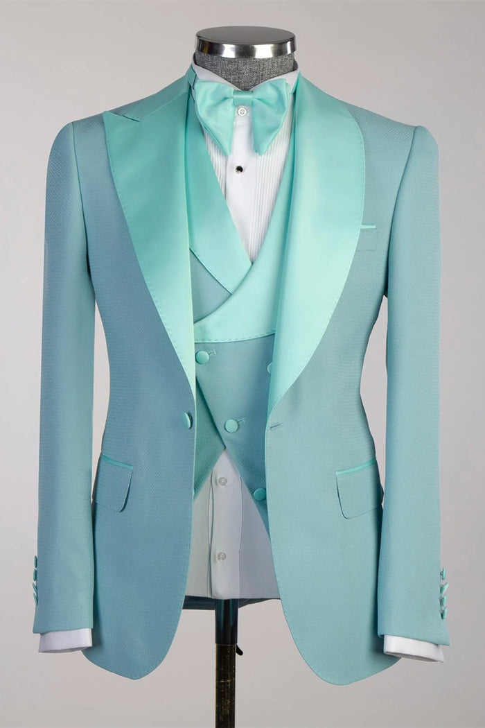 Tiffany Blue Peaked Lapel Three Pieces Men Suits Main image