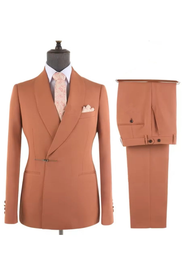 New Arrival Orange Shawl Lapel Men's Suit With Bolt Buckle Secondary image