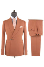 New Arrival Orange Shawl Lapel Men's Suit With Bolt Buckle
