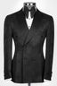 Fancy Black Peaked Lapel Jacquard Double Breasted Men Suits