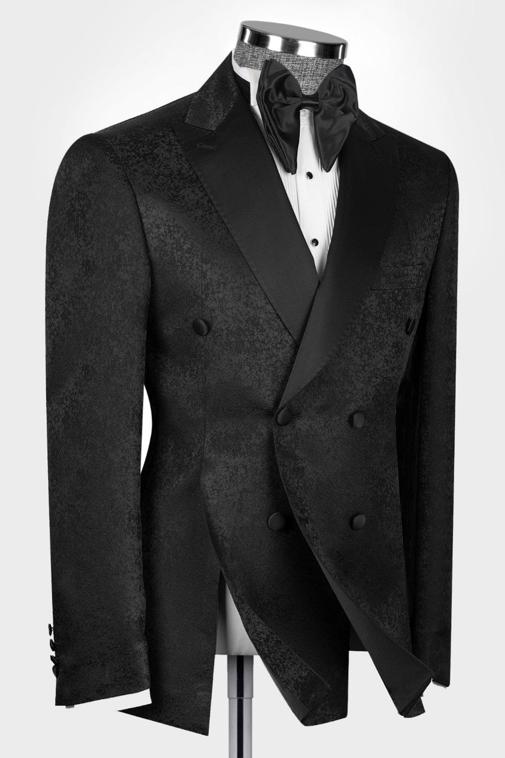 Fancy Black Peaked Lapel Jacquard Double Breasted Men Suits Secondary image