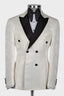 White Jacquard Black Peaked Lapel Double Breasted Men Suits