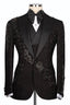Black Jacquard Crystals 3 Piece Peaked Lapel Men Suits