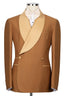 Gold Brown Double Breasted Shawl Lapel Suits For Men
