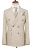 Light Beige Striped Peaked Lapel Double Breasted Suits For Men