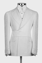 White Jacquard Notched Lapel Crossover Satin Panel Men Suits