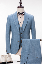 Best Fitted Blue Notched Lapel Men Suits With Waistcoat